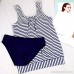 cobcob Women 2 Pieces Tankini Striped Vintage Sling top with High Waist Bottom Beachwear Swimsuit Set Navy B07P1Z4PXB